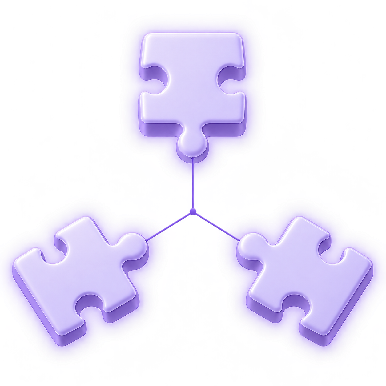 Three lavender puzzle pieces connected at a central point
